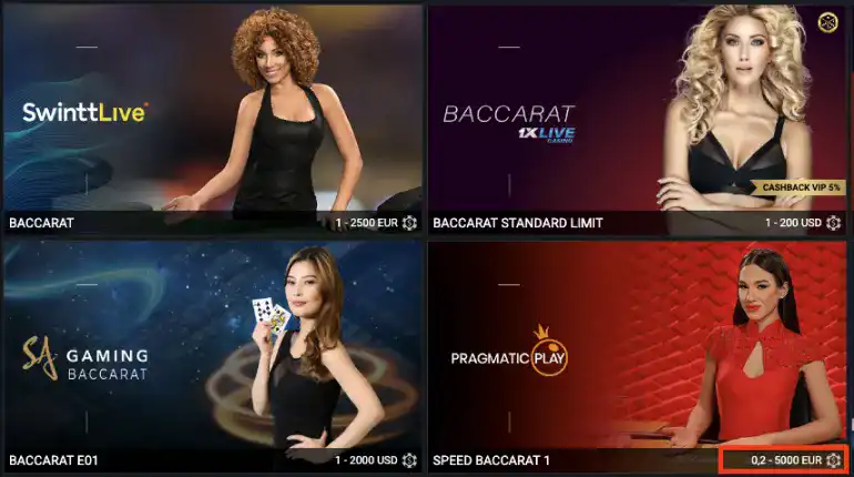 Mesas Baccarat Online